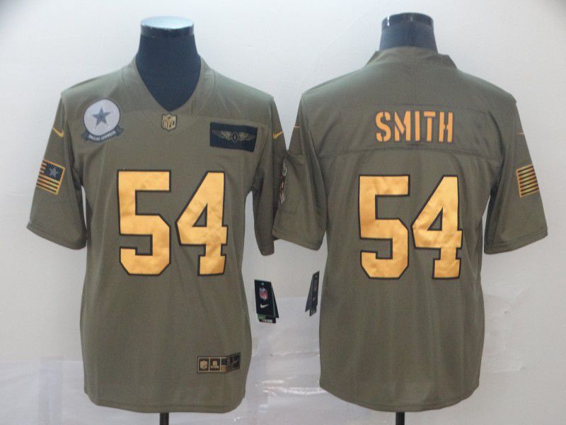 Men Dallas Cowboys #54 Smith Gold Nike Olive Salute To Service Limited NFL Jersey->dallas cowboys->NFL Jersey